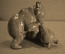 Композиция "Играющие медвежата". Старая Гжель, майолика, обливная керамика. 1950-е годы, СССР.