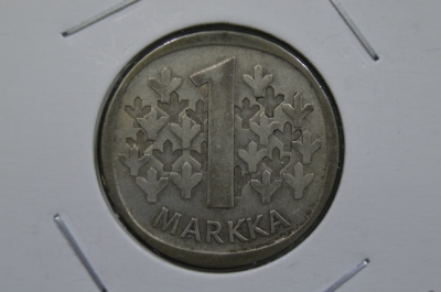 1 финская марка 1965 год, серебро. Финляндия.